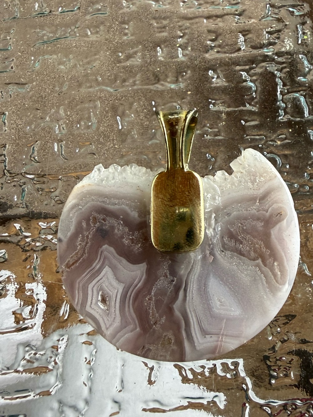 Lace agate pendant with druzy edge - Picture 3 of 4